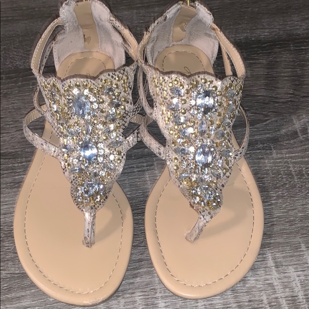 Snakeskin rhinestone sandals